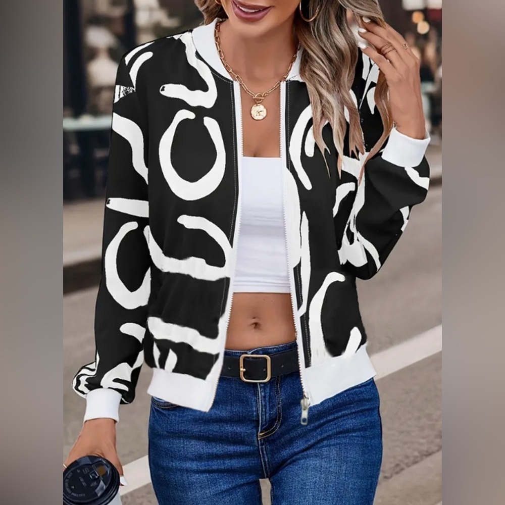 Number Print Zip Up Jacket - Picture 6 of 9